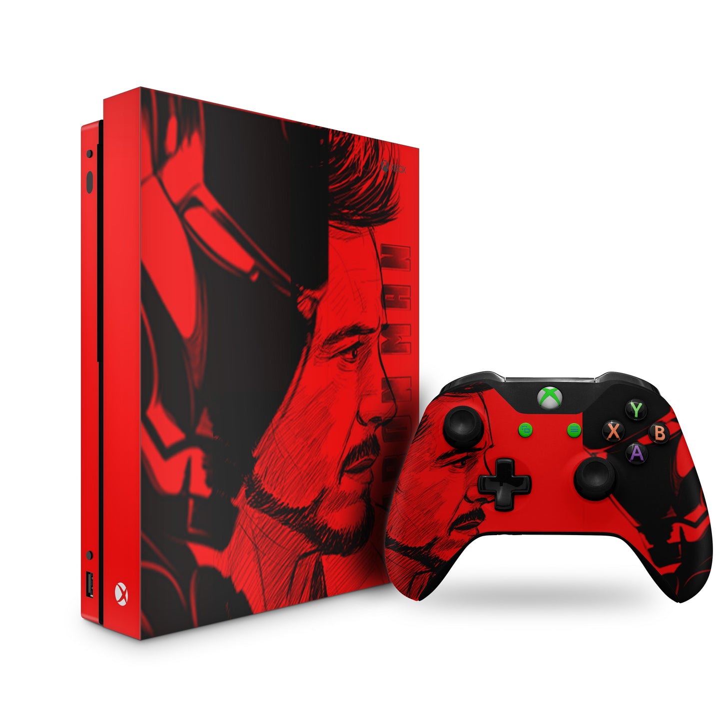 xbox one iron man skin on console & controller