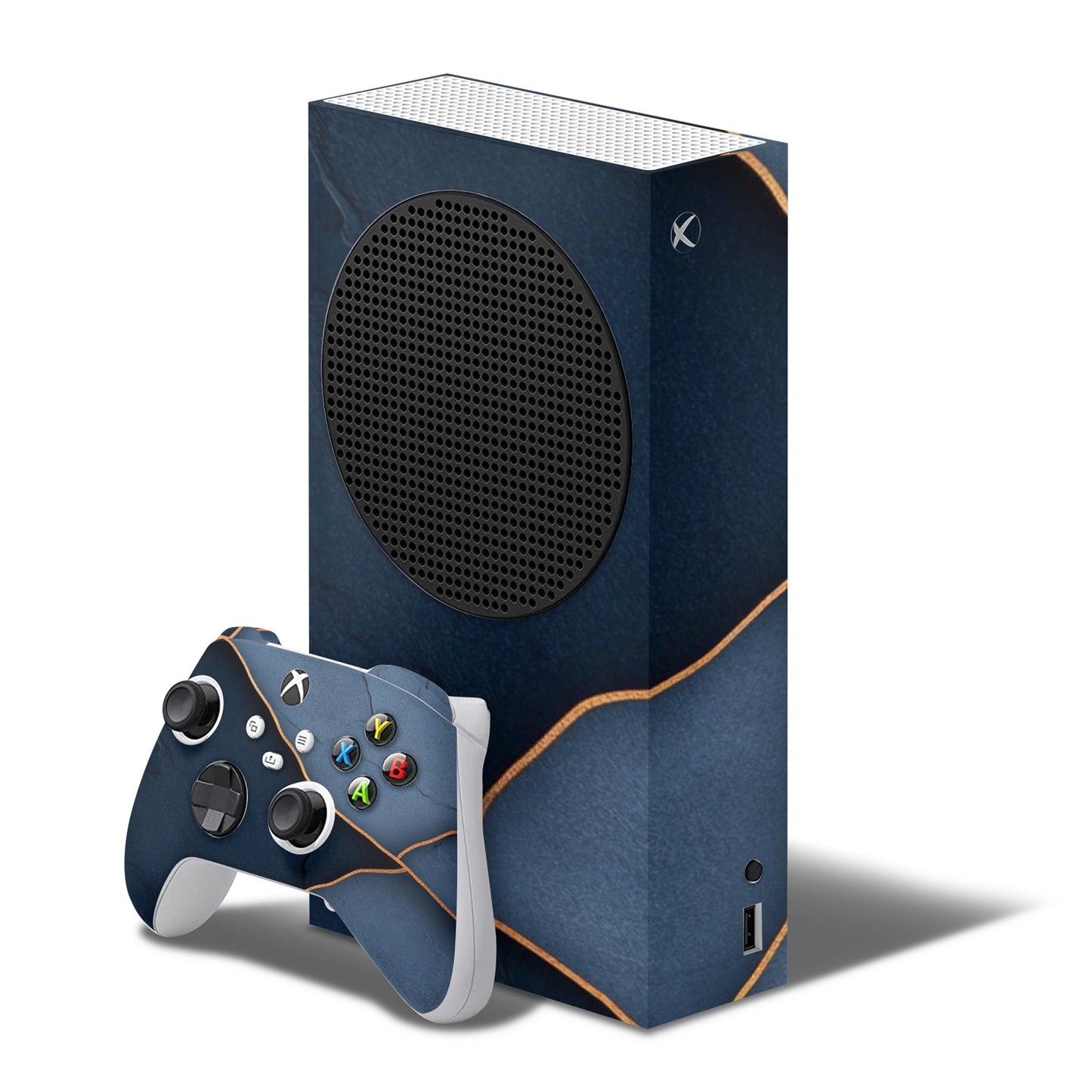 xbox series s skin with blue abstract pattern design