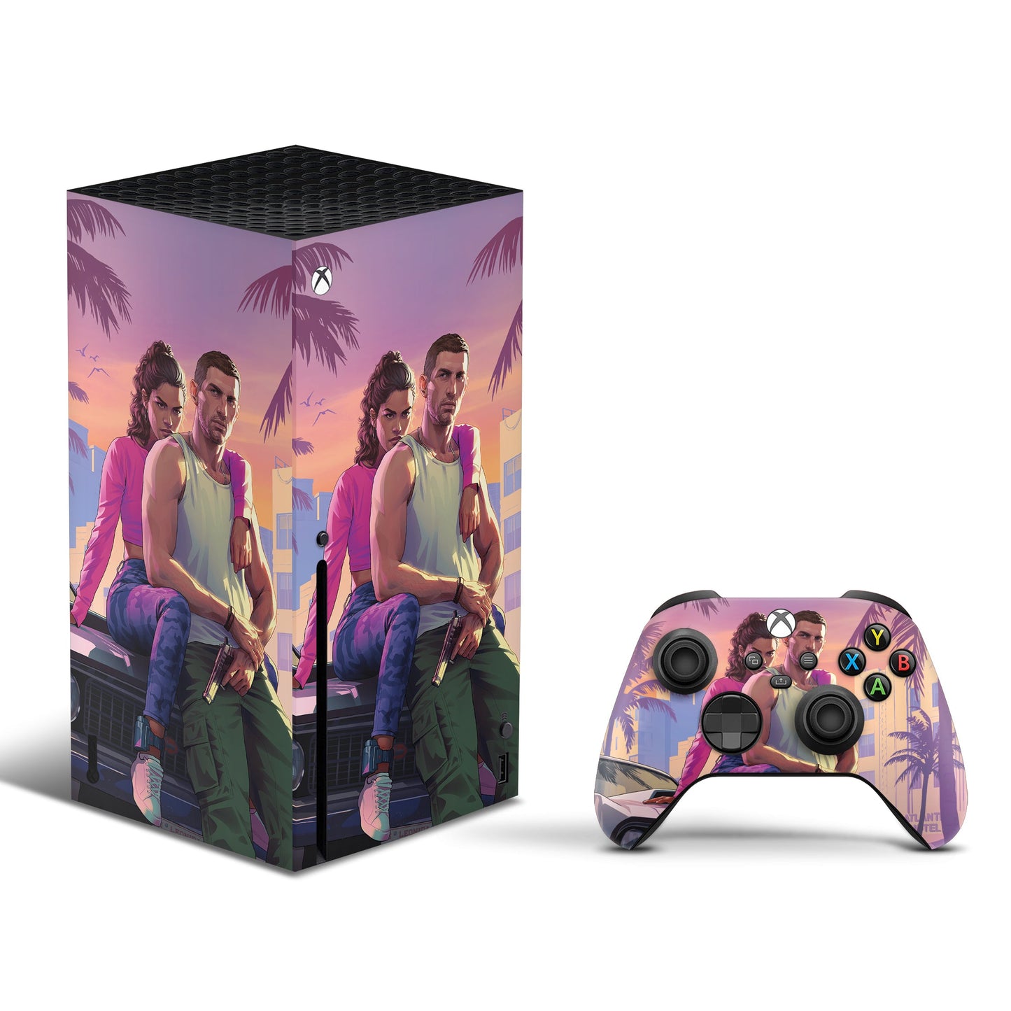 Xbox series x skin - Grand Theft Auto 6 design on console & controller