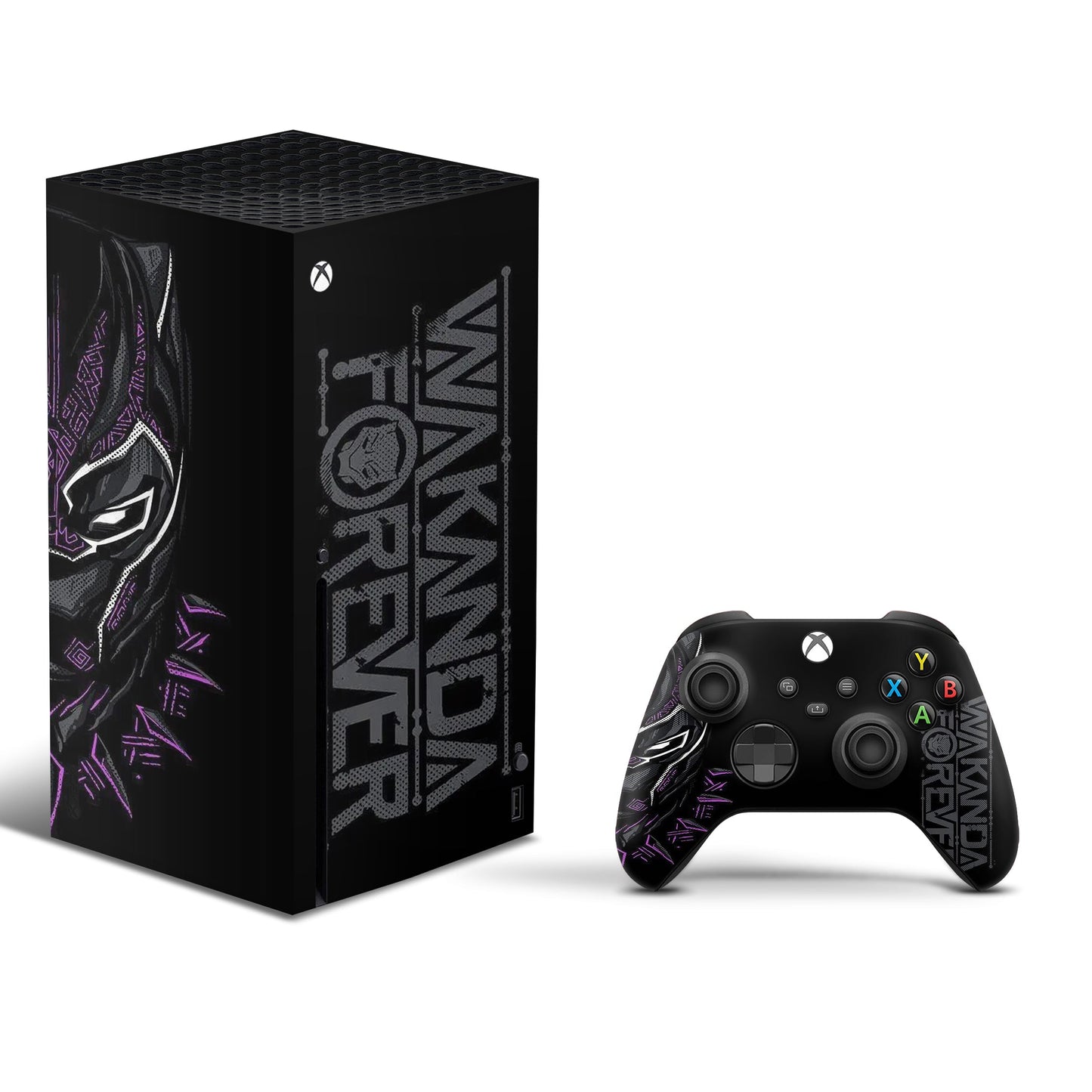 Xbox series x skin - marvel black panther design on console & controller