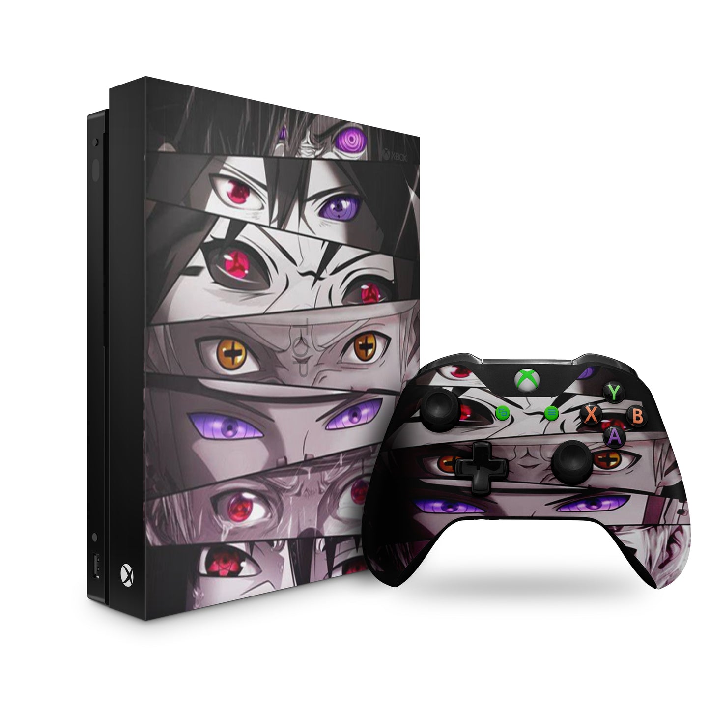 xbox one skin with naruto eyes design on console & controller