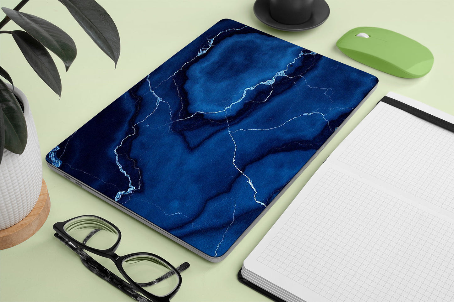 Dark Blue Marble Texture Macbook Skin