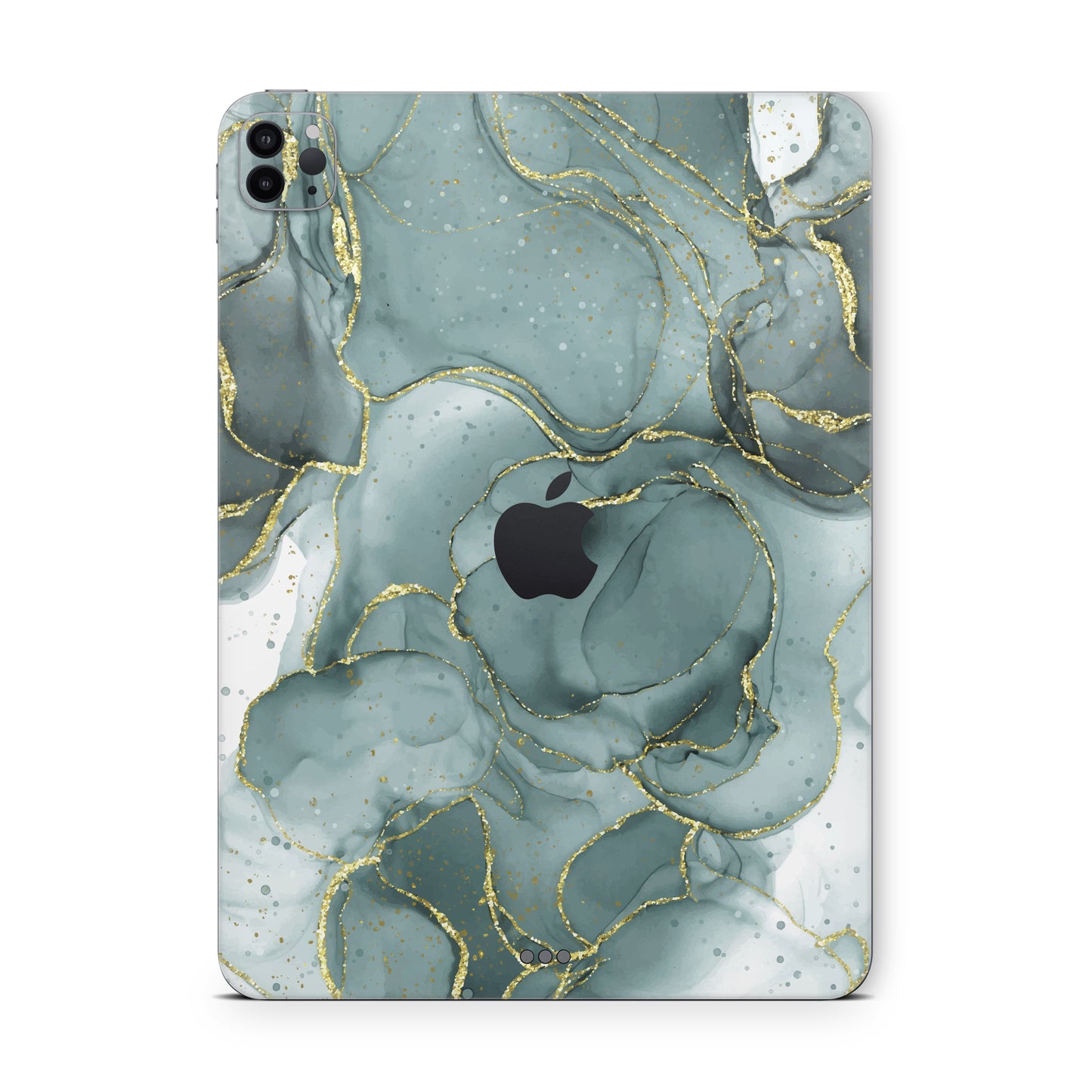 Ipad pro skin - sea blue marble texture with golden glitter