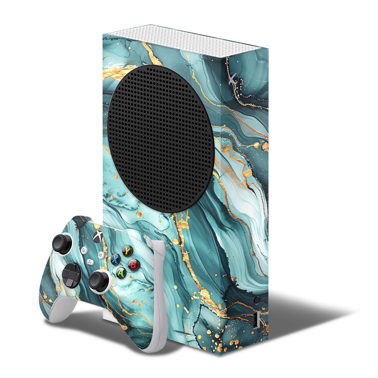 Teal Marble Texture Xbox Series S Skin