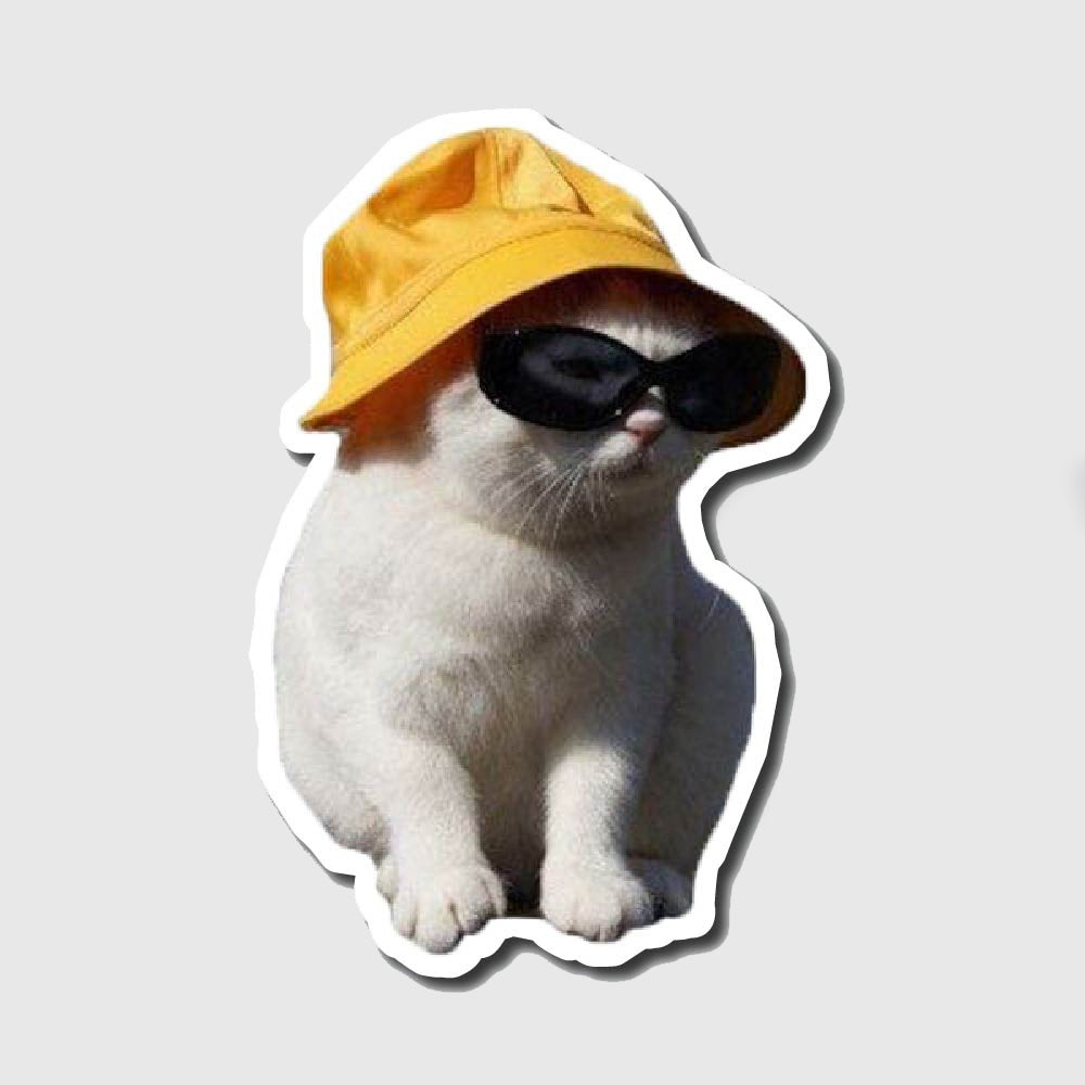 cat wearing hat & sunglasses sticker
