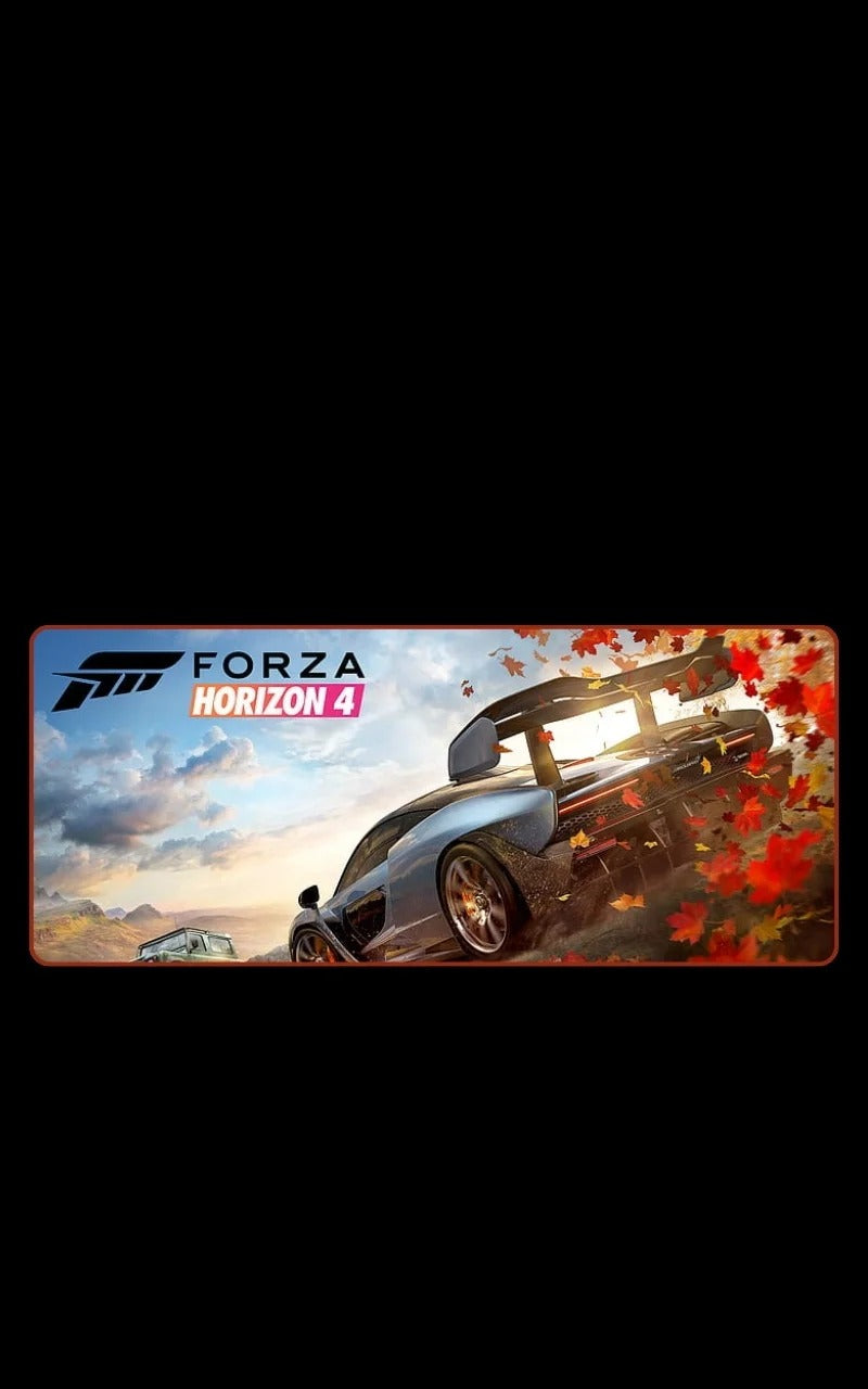 Forza Horizon 4 game cover with a car and scenic background