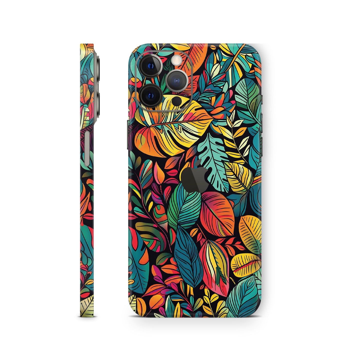 iphone skin with colorful leaves design
