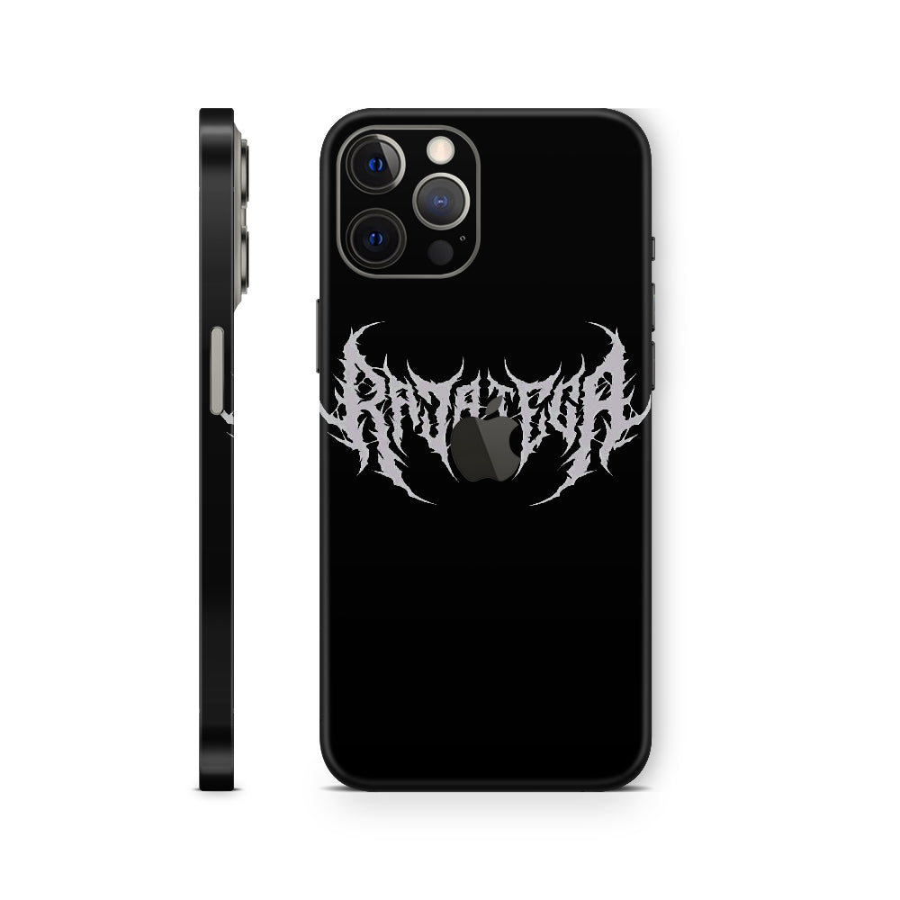 iphone skin with black background and cool text design