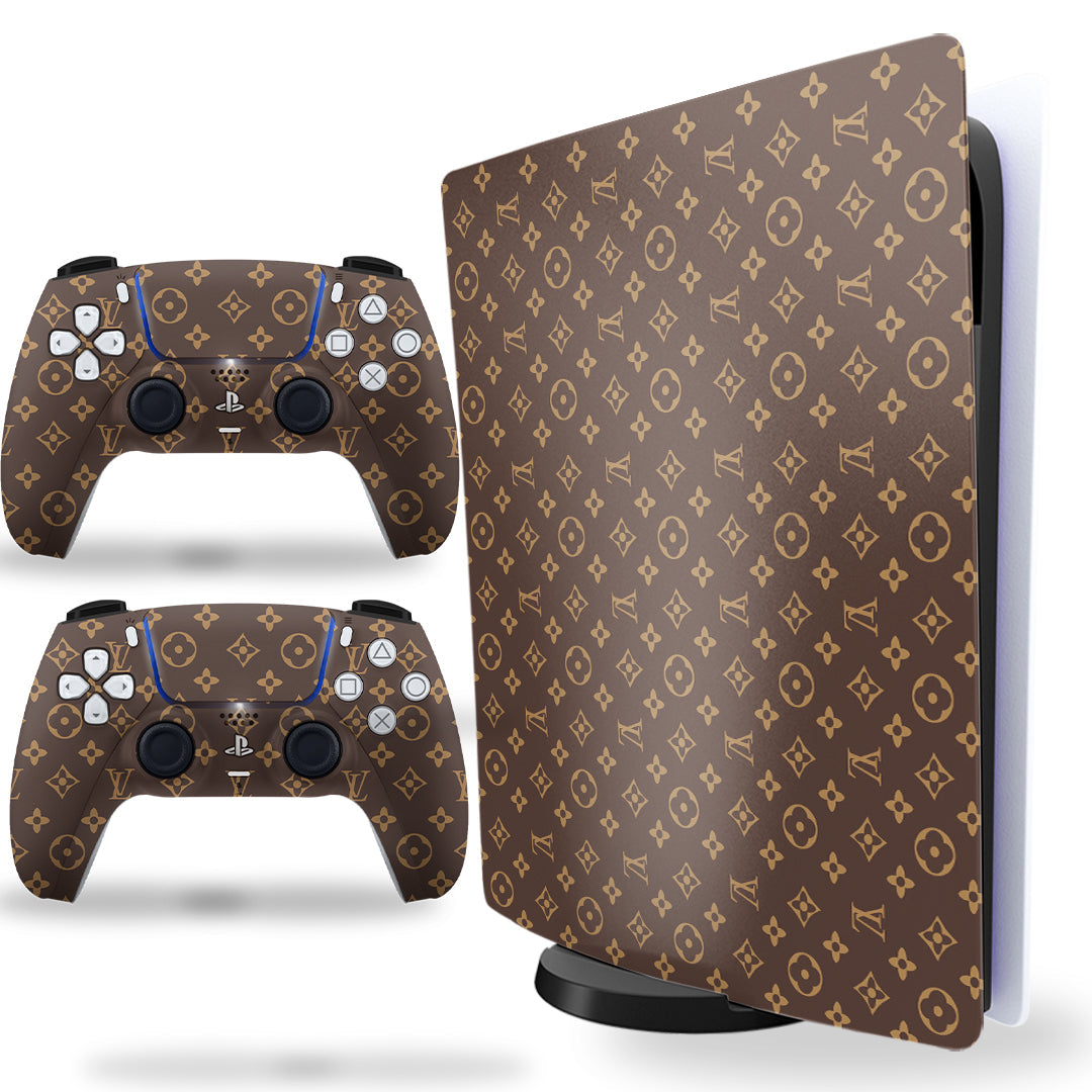 ps5 skin with louis vuitton design on console & controller
