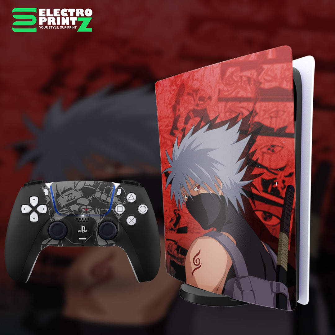 ps5 skin - naruto kakashi hatake design on console and controller