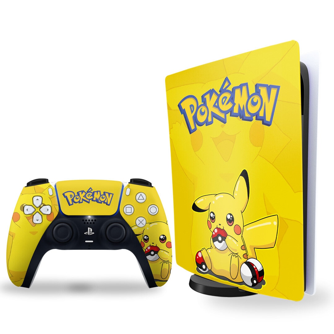 ps5 skin - pokemon pikachu design on console and controller