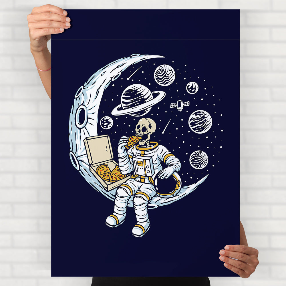 Skeleton On Moon Poster