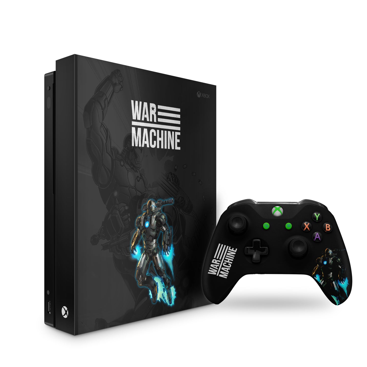 xbox one skin with war machine design on console & controller