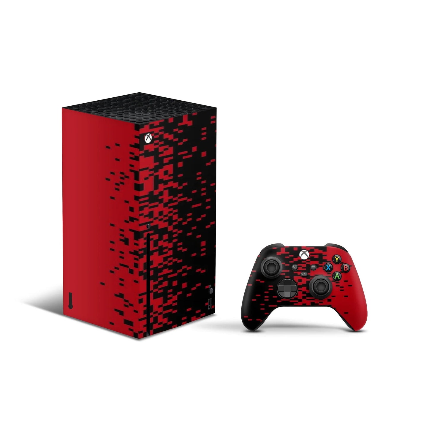xbox series x skin abstract red pixels pattern