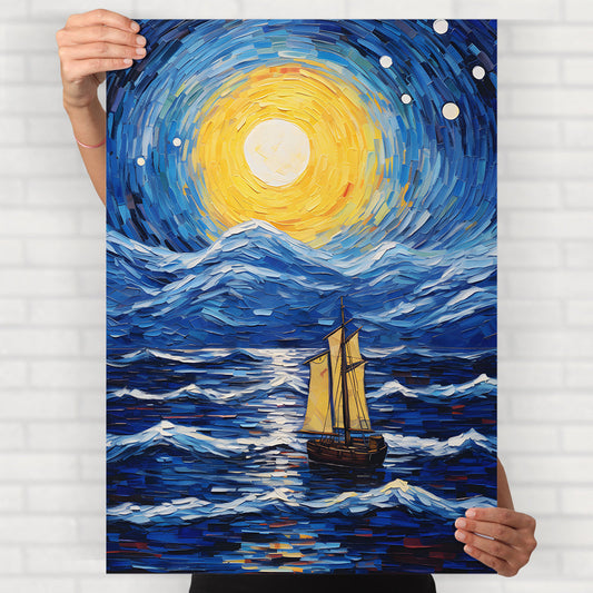 Sailboat On A Stormy Sea Poster