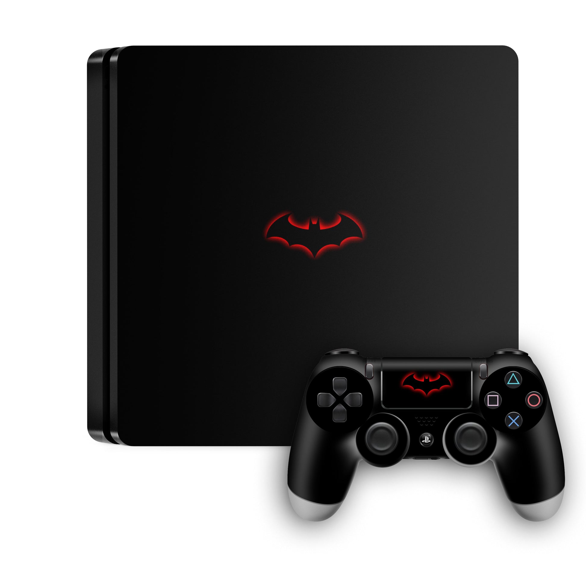 "PS4-Batman-Skin-Combo-featuring-minimalist-DC-design-sleek-superhero-console-wrap"