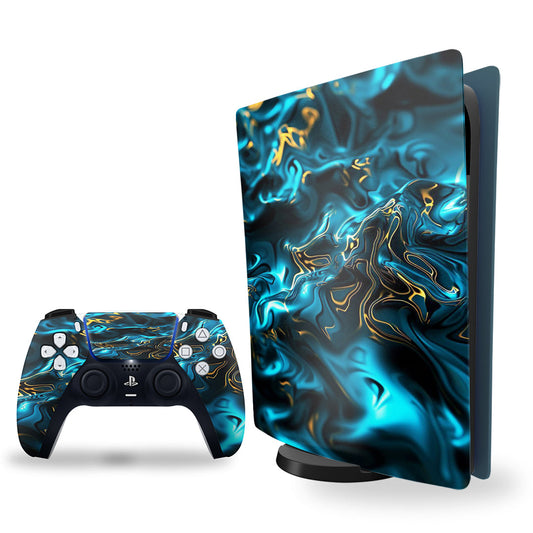 PS5 Blue Glowy Marble Texture Combo Skins