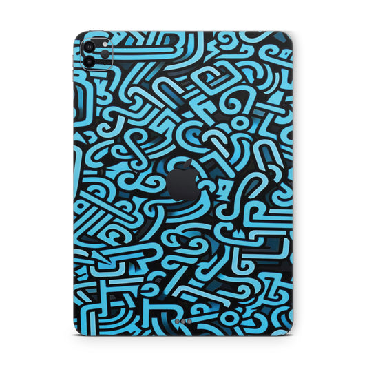 ipad pro skin - blue abstract doodle design