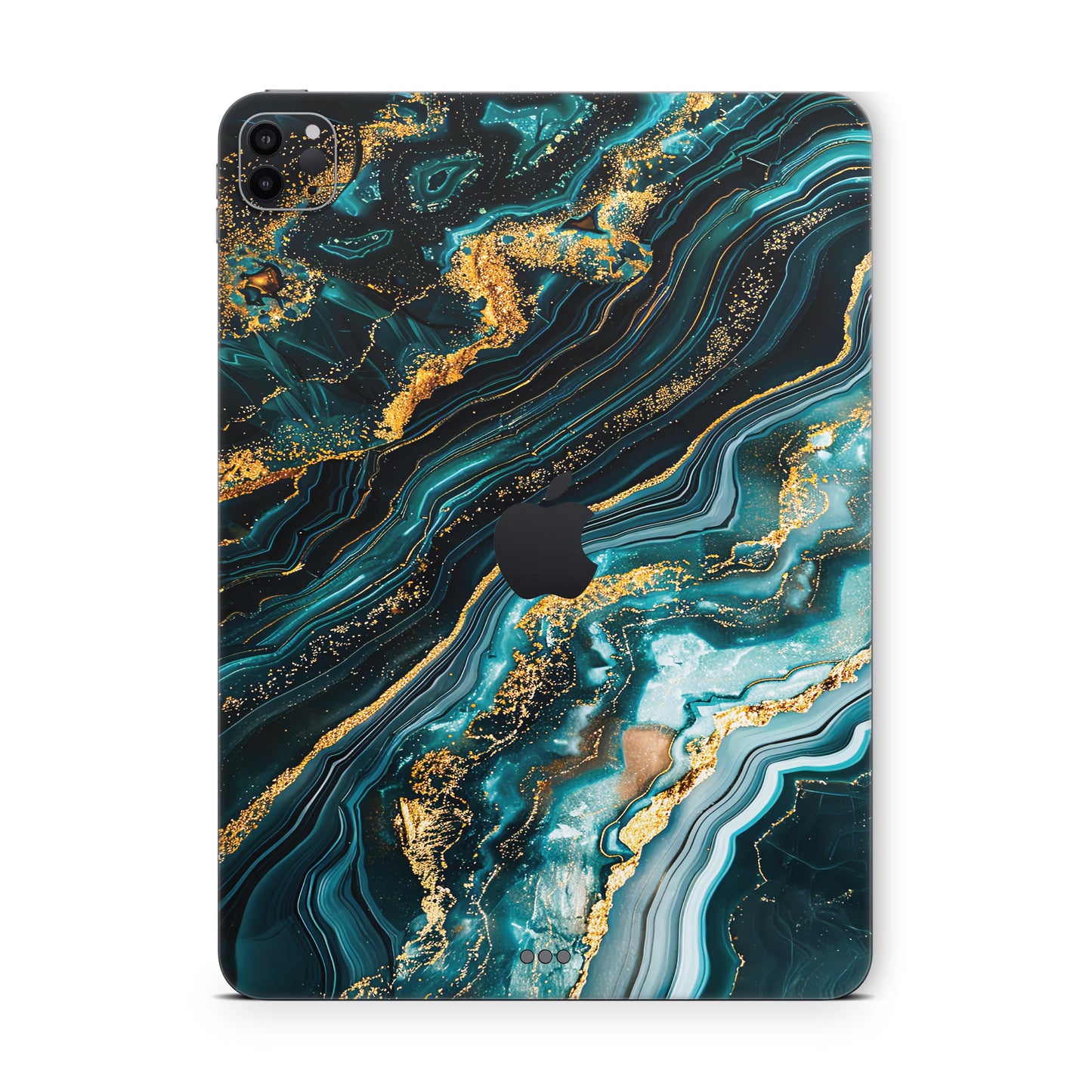 ipad pro skin - dark blue marble texture with golden swirls