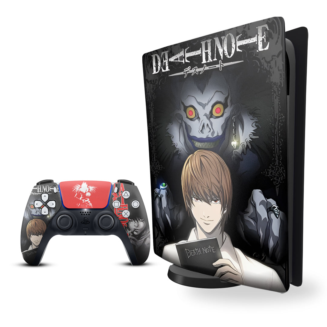ps5 skin - death note kira and ryu design on console and controller