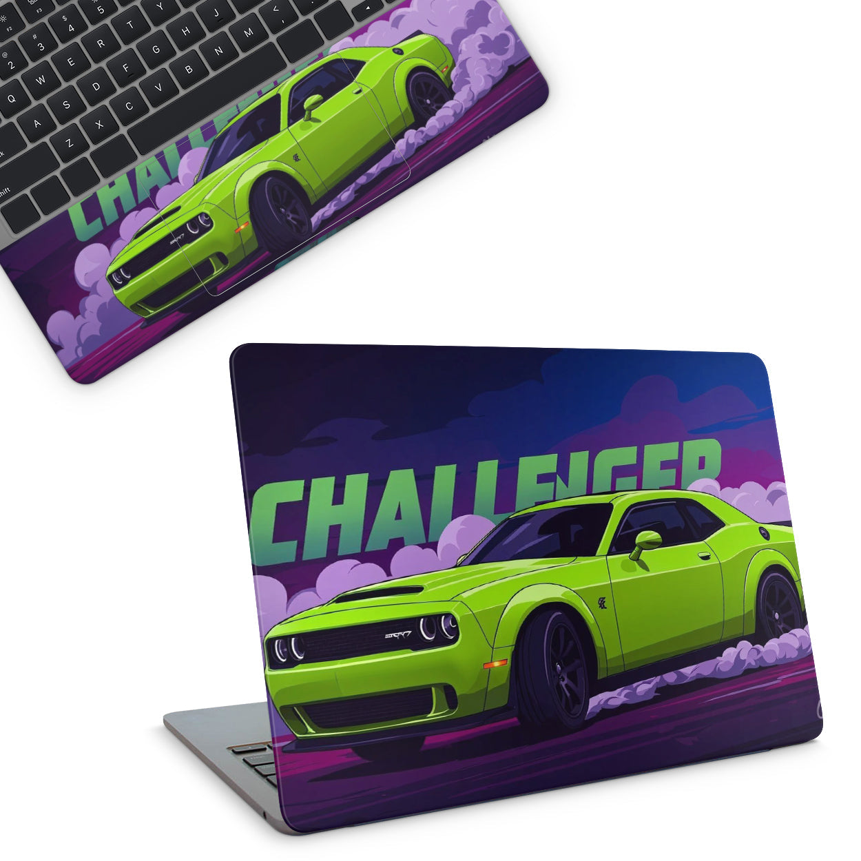 Laptop Skin - Dodge Challenger Car In green color