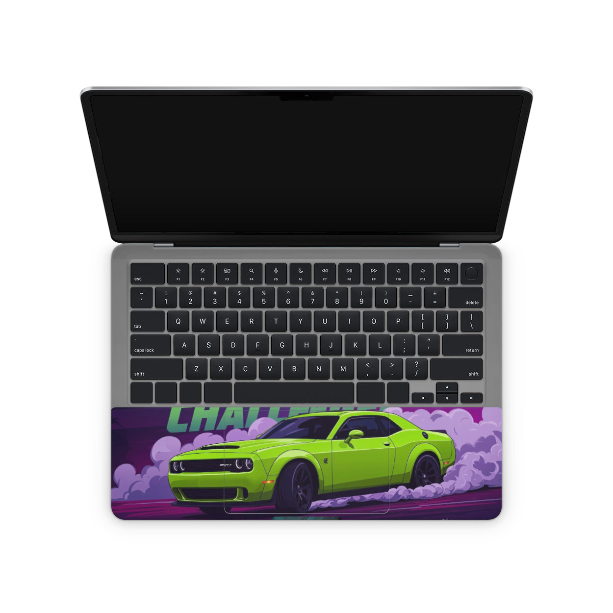 Laptop Skin - Dodge Challenger Car In green color inside