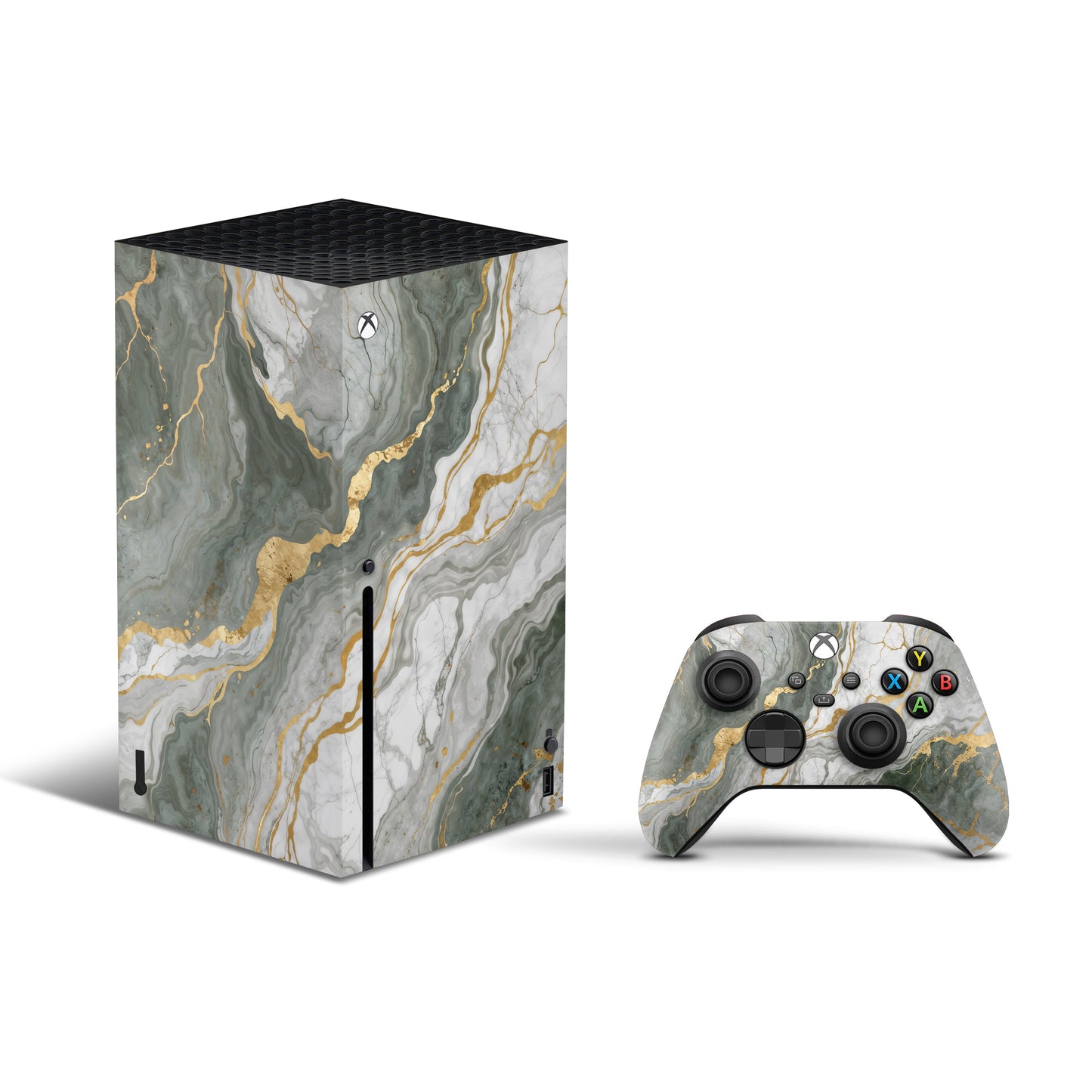 Xbox Series X Golden White Marble Skins