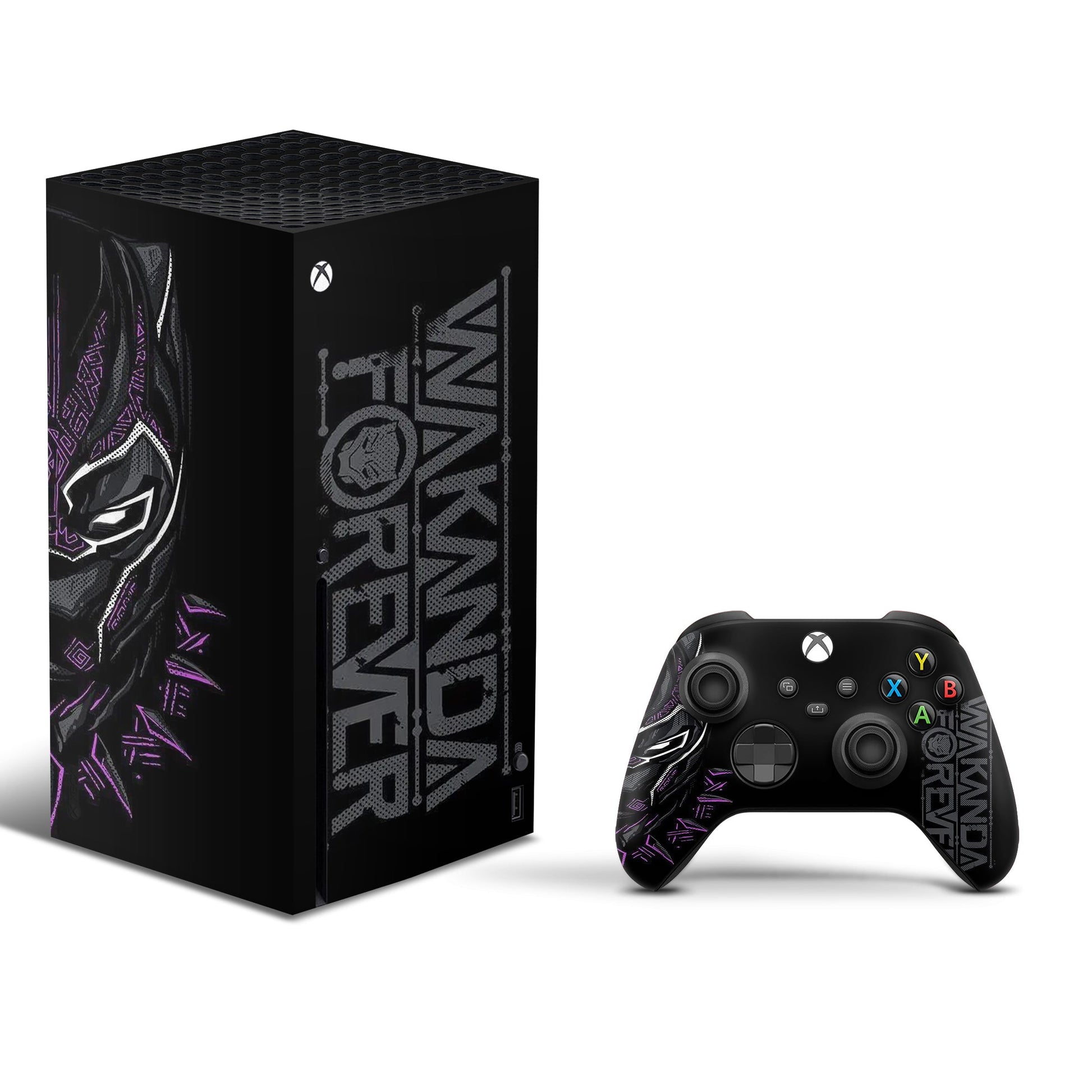 Xbox series x skin - marvel black panther design on console & controller