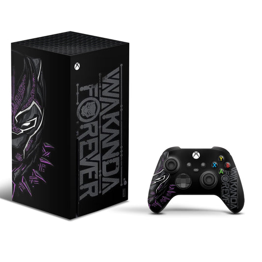 Xbox series x skin - marvel black panther design on console & controller
