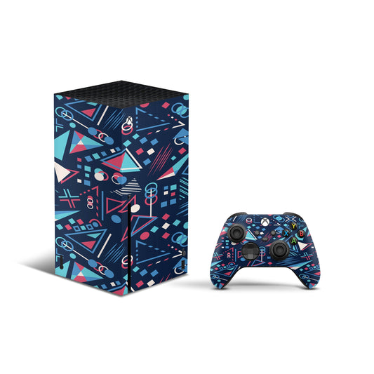 Xbox series x skin - blue vector design with abstract pattern