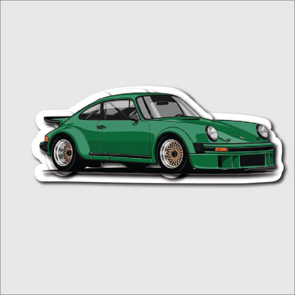 Green Porsche Car Sticker
