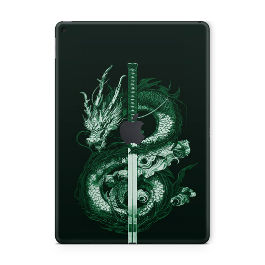 ipad skin - chinese green dragon with a sword