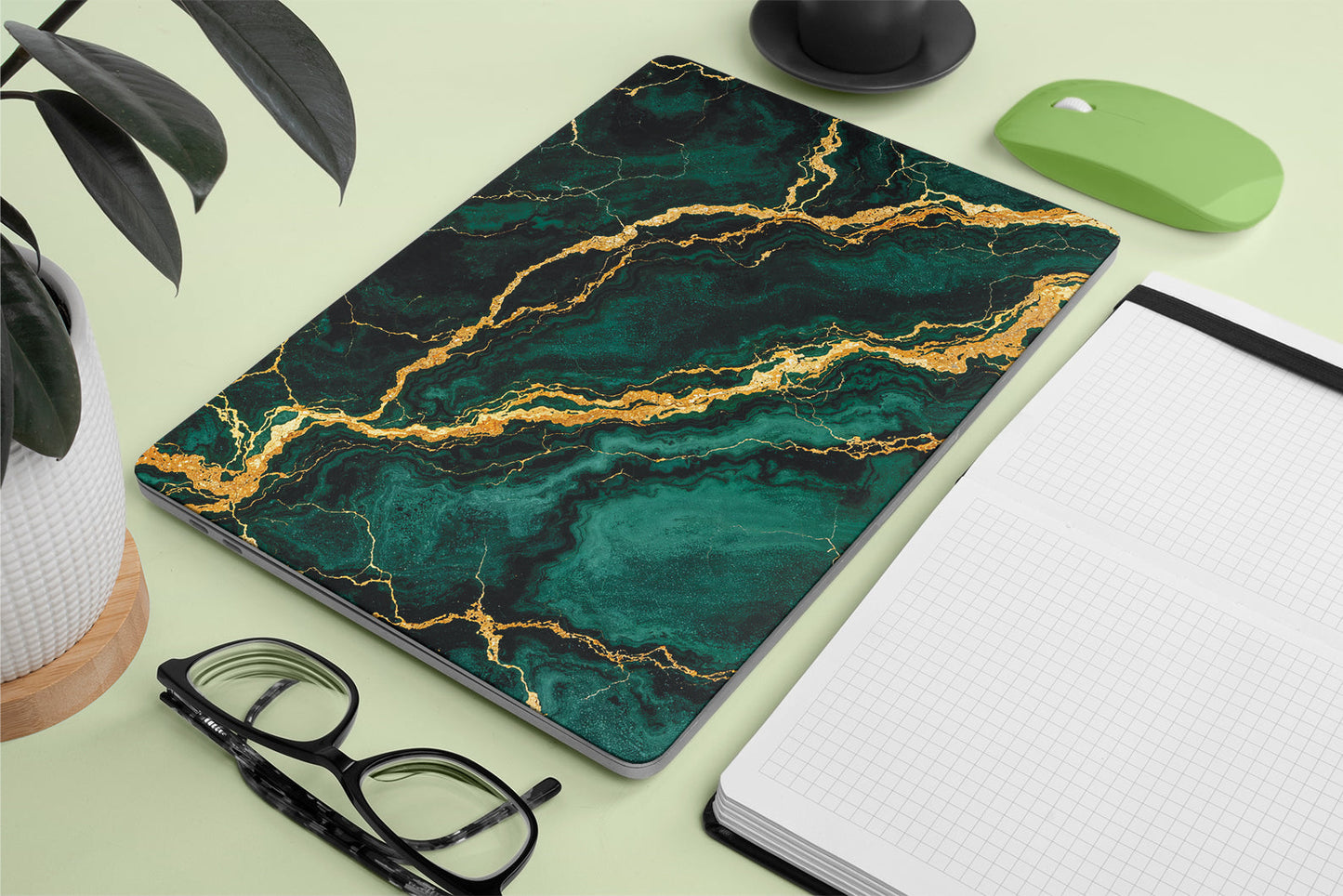 Macbook Skin - green emerald marble texture 