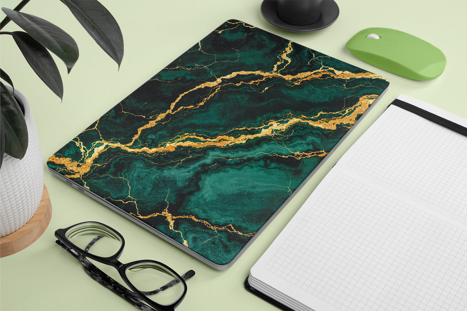 Macbook Skin - green emerald marble texture 
