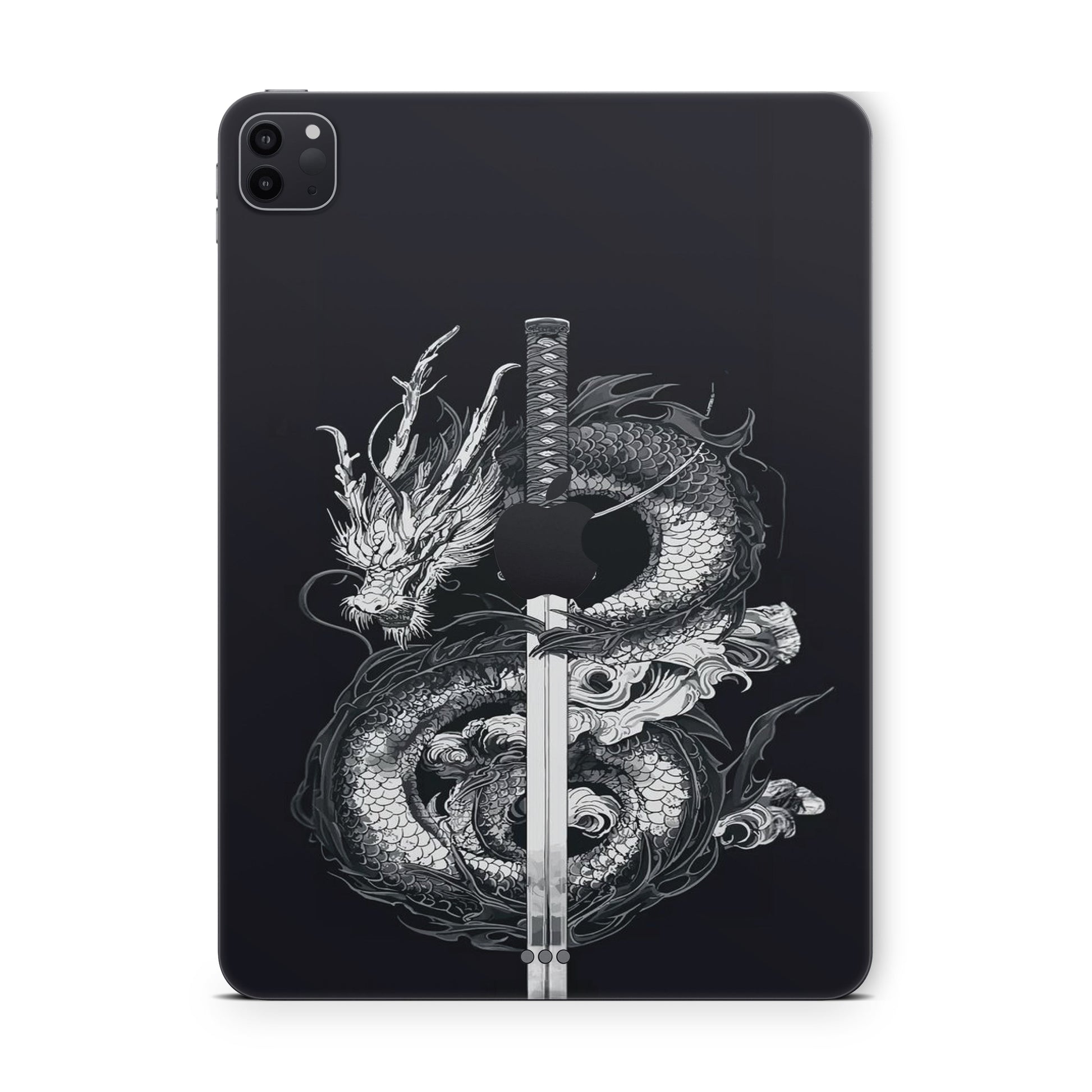 ipad pro skin - chinese grey dragon with a sword