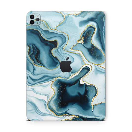 ipad pro skin with light blue marble texture design