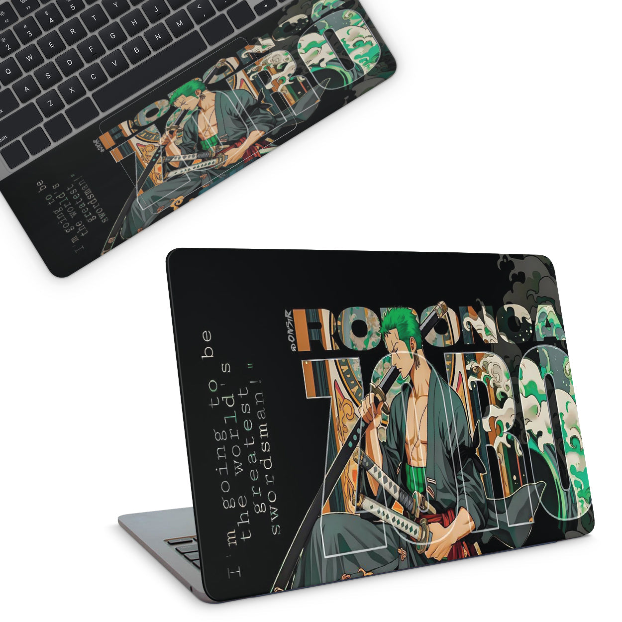 Laptop skin - one piece zoro with swords