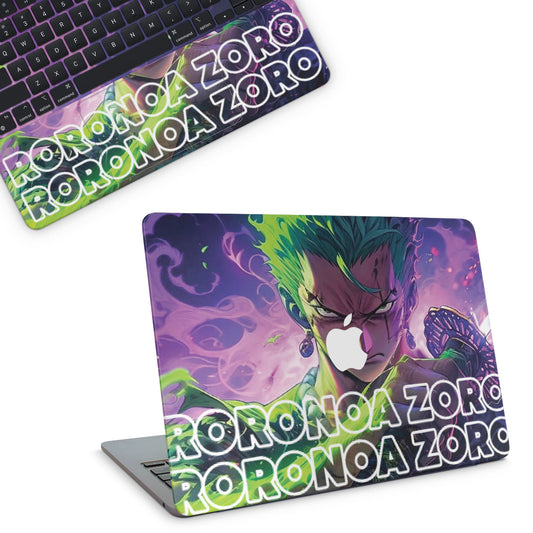 Macbook Skin - One piece zoro with purple background (top)