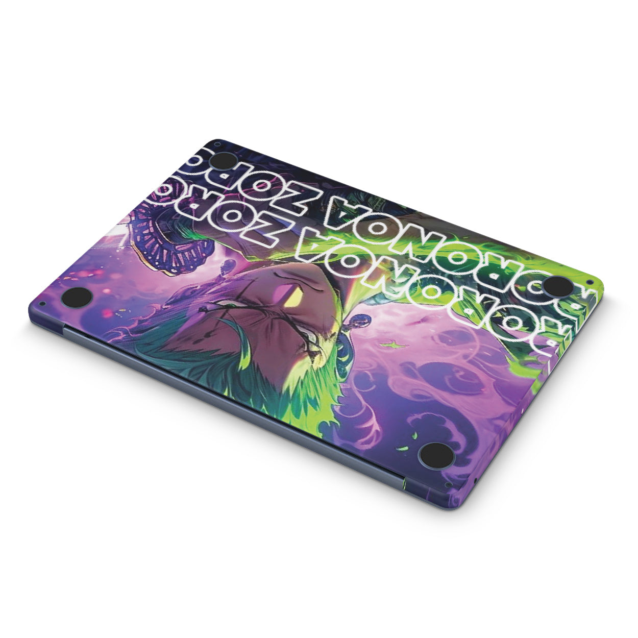 Macbook Skin - One piece zoro with purple background (bottom)