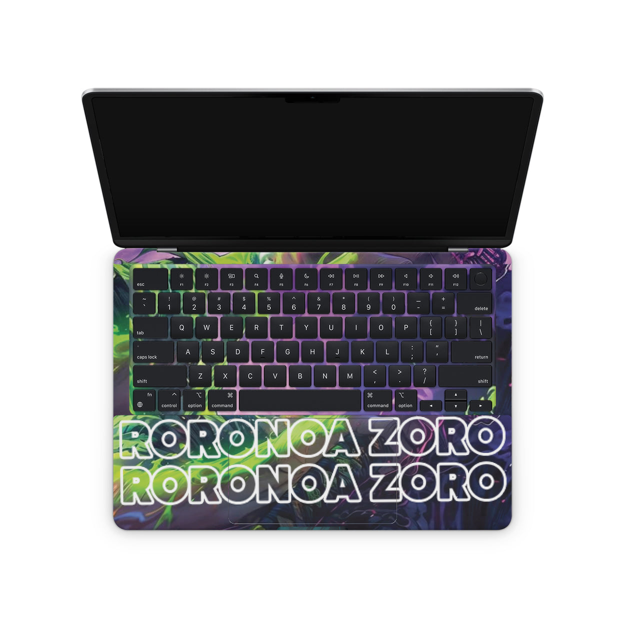 Macbook Skin - One piece zoro with purple background (inside)