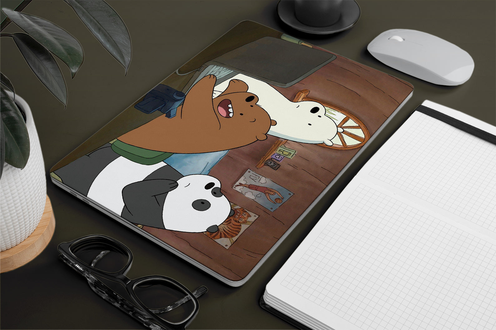 Macbook skin with we bare bear design
