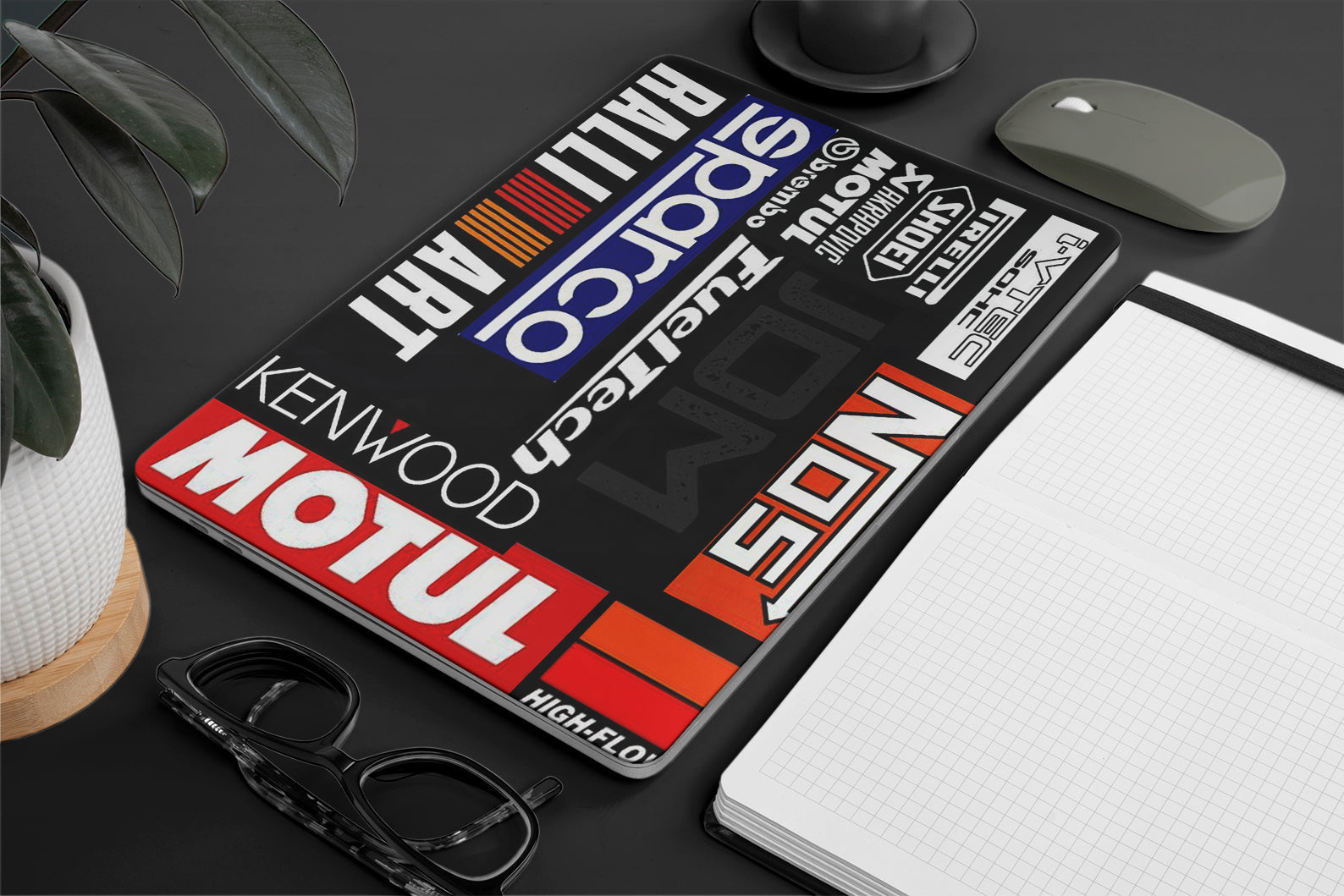 laptop skin - skin with various brand stickers on a white background