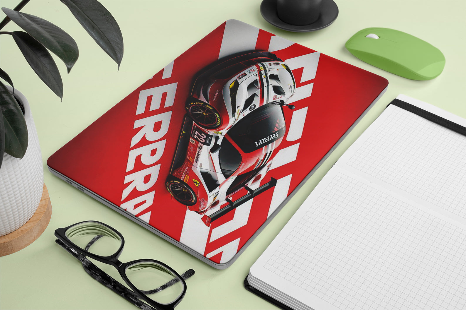 red ferrari car design laptop skin