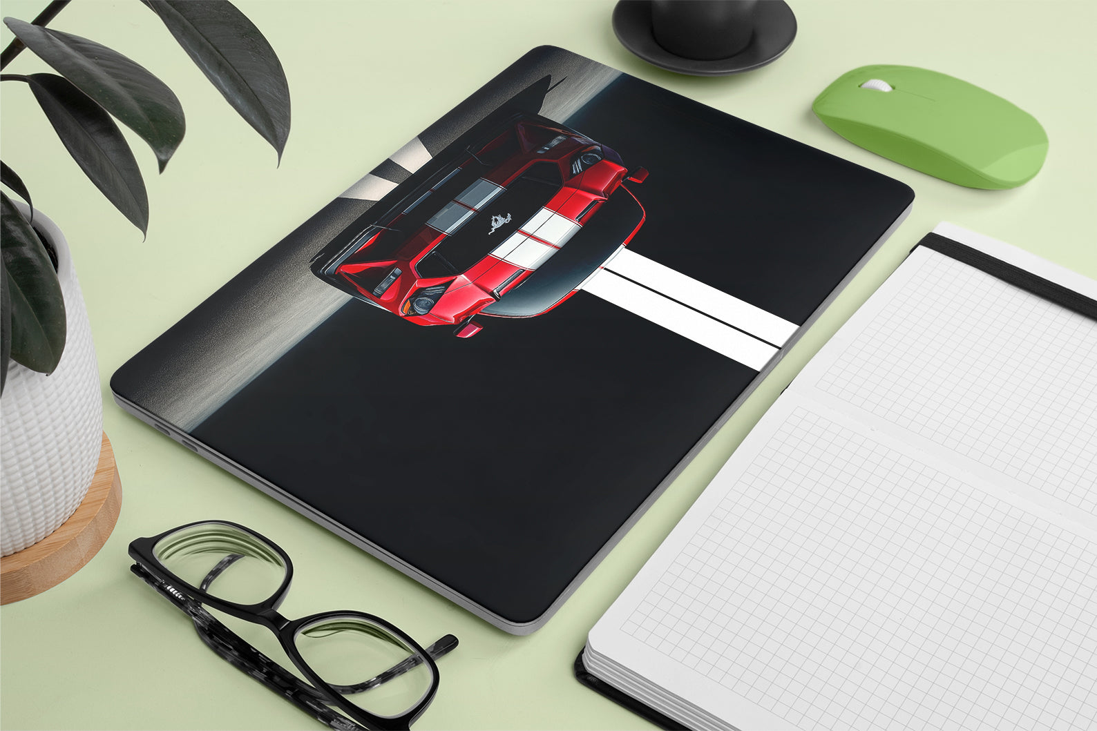 red mustang car macbook skin
