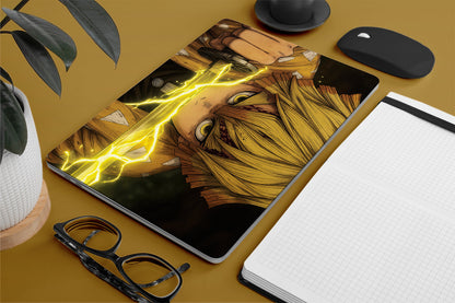 Laptop skin with demon slayer zenitsu design on