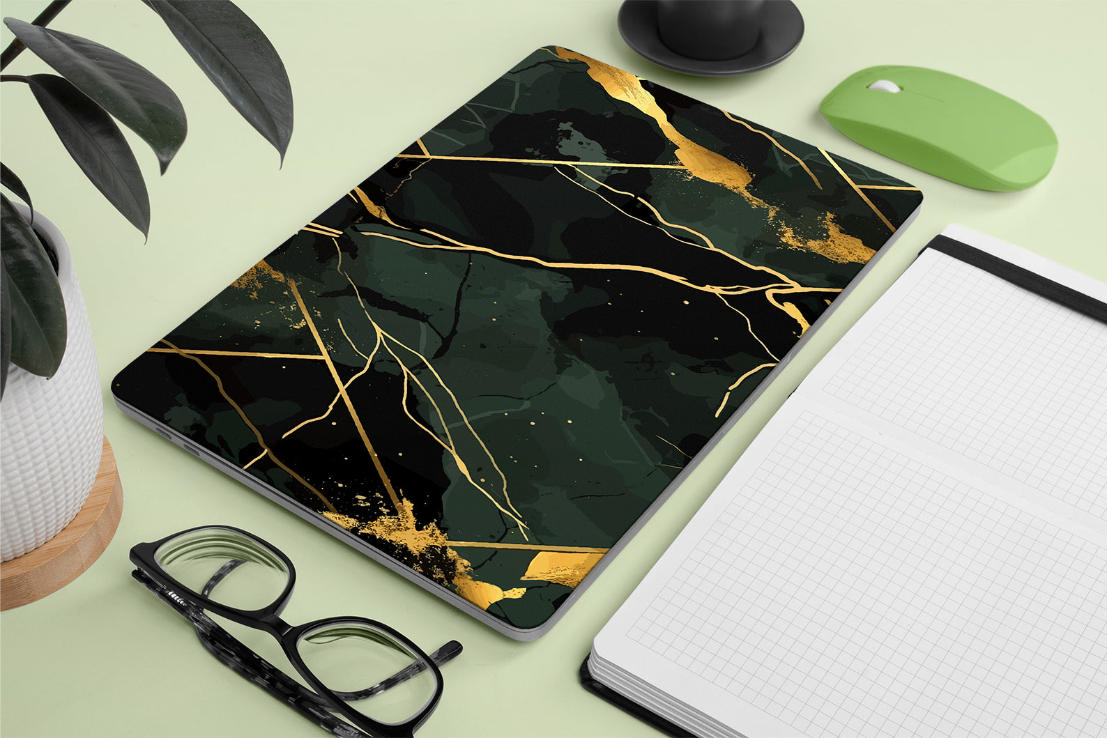 Emerald Marble Textured Macbook Skins