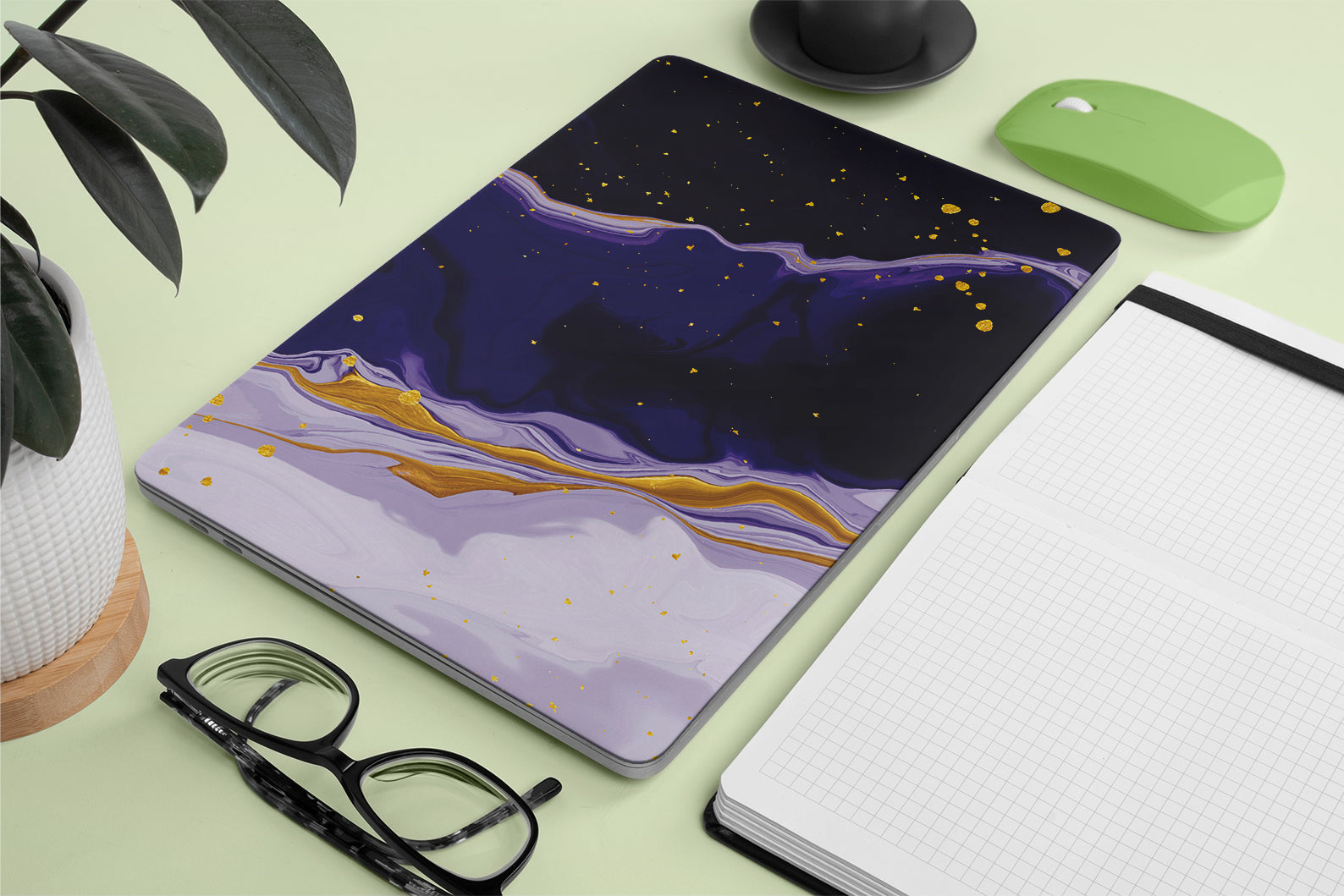 purple golden design laptop skin