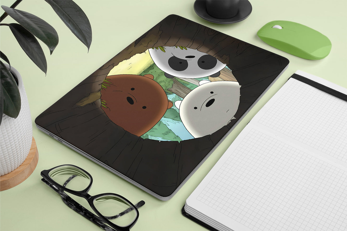 laptop skin with we bare bear design