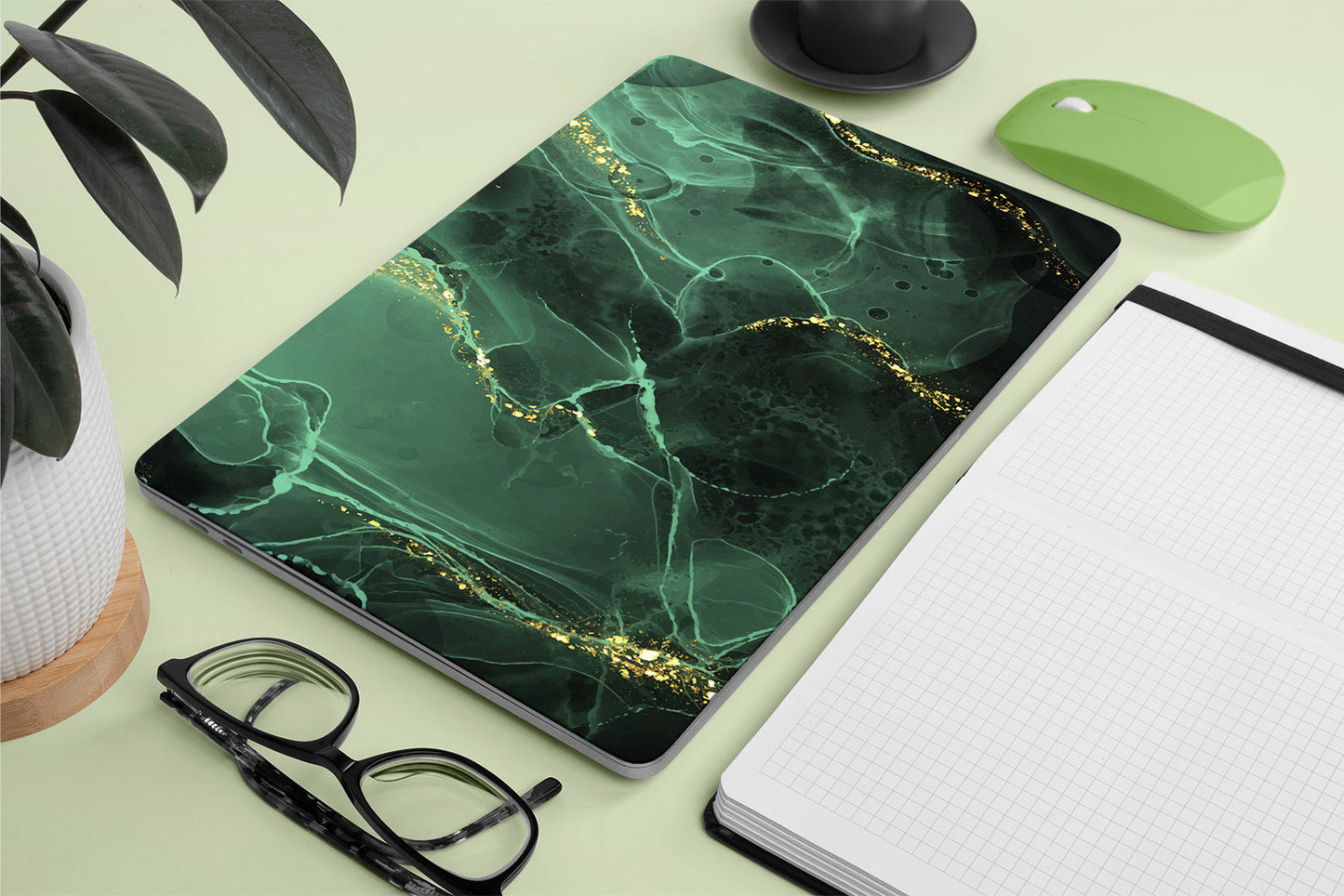 Green Marble Textured Macbook Skin