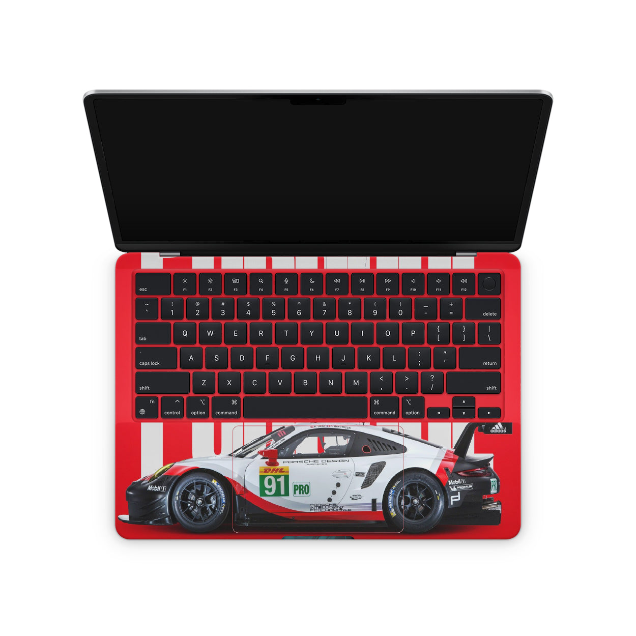 Macbook Skin - Porsche Car with red background inside
